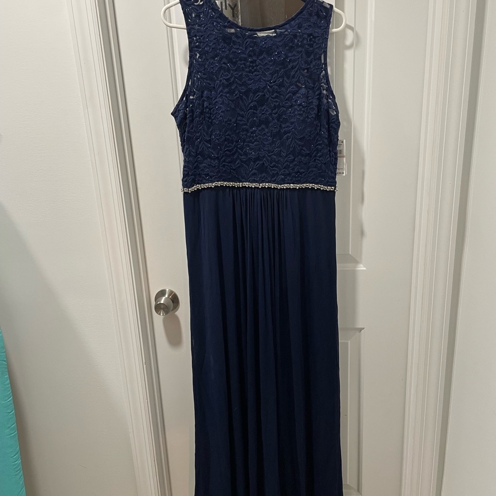 Alex Evenings Navy Blue Lace Gown